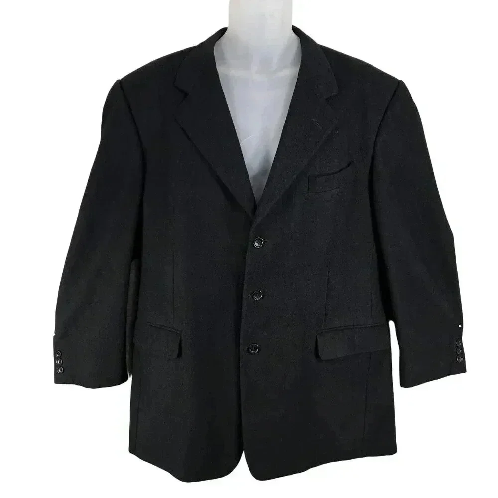 Hickey Freeman Mens 44 Long 100% Cashmere Black Sport Coat Wedding Old Money